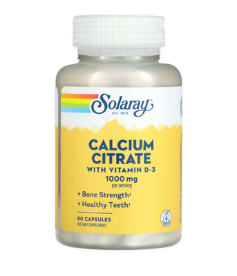 Solaray Calcium Citrate w/Vit D-3 1000 мг, 90 капс. SOR-04583 фото