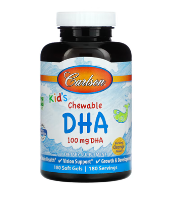 Carlson Labs Kids Chewable DHA (Рибʼячий жир для дітей зі смаком апельсину),180 капс. CAR-15720 фото