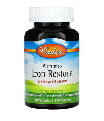 Carlson Labs Women's Iron Restore (мультивітаміни з залізом для жінок), 180 капс. CAR-43520 фото