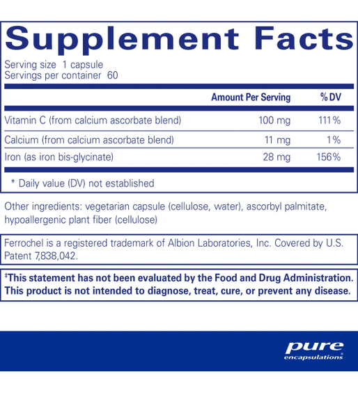 Pure Encapsulations OptiFerin-C (Харчова добавка заліза),  60 капс. PE-02326 фото