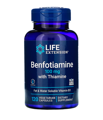Life Extension Benfotiamine with Thiamine (Бенфотіамін з тіаміном) 100 мг, 120 вег.капс. LEX-92012 фото