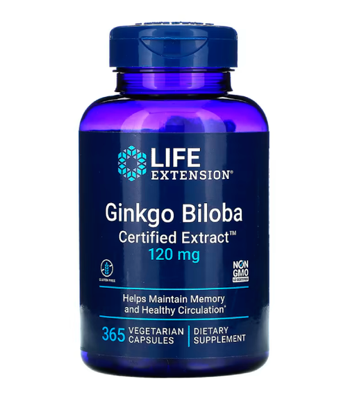 Life Extension Ginkgo Biloba Certified Extract (Гінкго білоба) 120 мг, 365 вег.капс. LEX-16583 фото