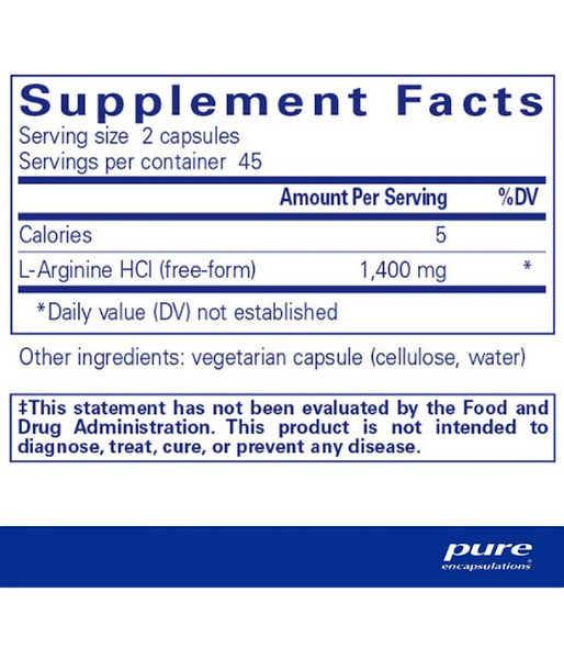 Pure Encapsulations  l-Arginine (L-аргінін), 90 капс. PE-00523 фото