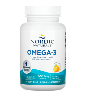 Nordic Naturals Omega-3 (Очищений риб'ячий жир) 690 мг лимонний смак, 60 капс. NOR-01760 фото