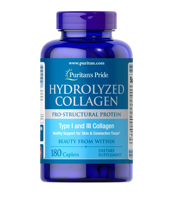 Puritan's Pride Hydrolyzed Collagen Pro type 1 and 3 1000 мг, 180 капс. PTP-14596 фото