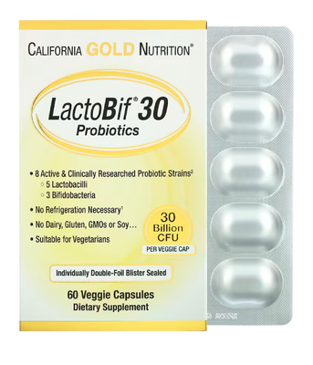 California Gold Nutrition LactoBif Probiotics (Пробиотики) 30 млрд КОЭ, 60 вег.капс. CGN-00965 фото