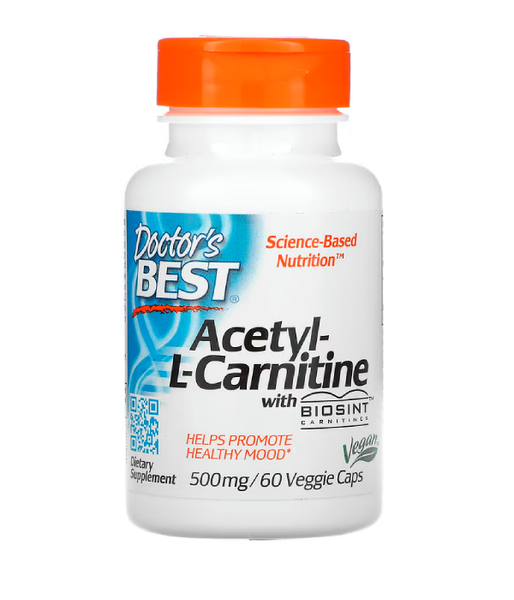 Doctor's Best  Acetyl-L-Carnitine with Biosint Carnitines (Ацетил карнітин) 500 г 60 вег.капс. DRB-00105 фото