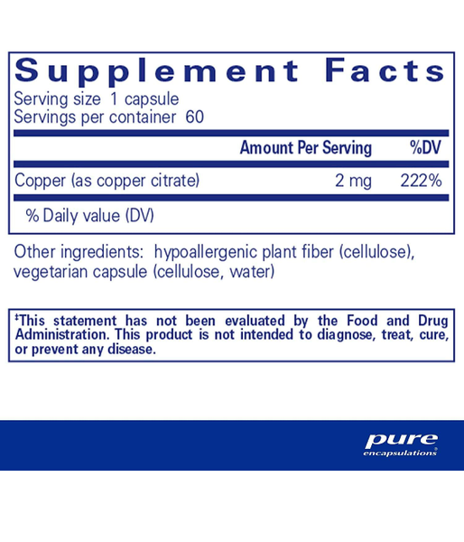 Pure Encapsulations Copper citrate (Цитрат меди), 60 капс. PE-00456 фото