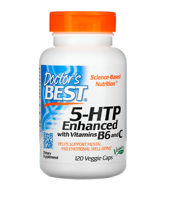 Doctor's Best 5-HTP Enhanced with Vitamins B6 & C (5-НТР, 5-гидрокси L-триптофан, усиленный витаминами B6 и C), 120 вег.капс. DRB-00120 фото