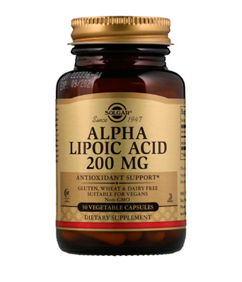 Solgar Alpha Lipoic Acid (Альфа-ліпоєва кислота) 200 мг, 50 вег.капс. SOL-00058 фото