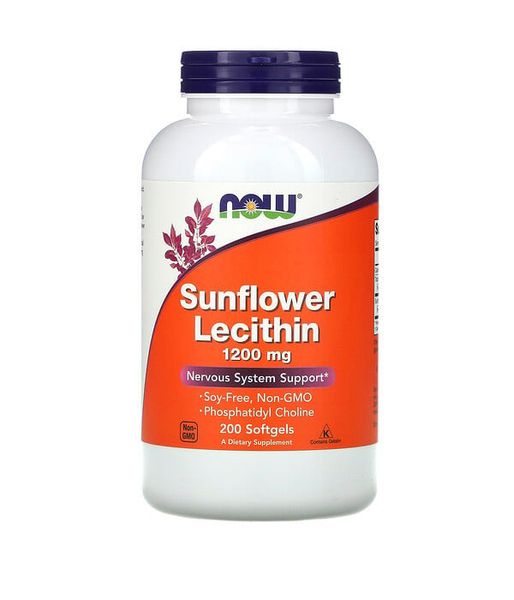 Now Foods Sunflower Lecithin (Соняшниковий лецитин) 1200 мг, 200 капс NOW-02313 фото