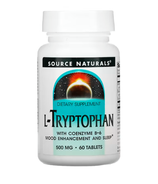 Source Naturals L-Tryptophan with Coenzyme B-6 (Триптофан коферментний) 500 мг, 60 таб. SNS-01987 фото