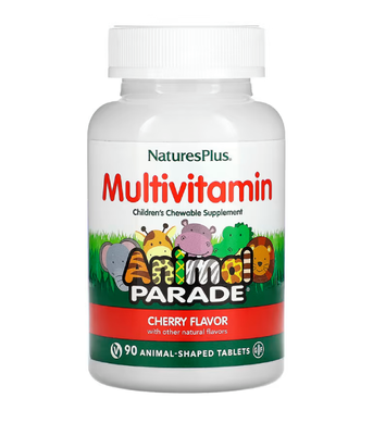 NaturesPlus Animal Parade Children's Chewable Multivitamin Supplement (мультивитамины и мультиминералы для детей) вишневый вкус, 90 жув. таб. NAP-29970 фото