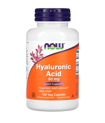 Now Foods HYALURONIC ACID + MSM (Гіалуронова кислота з метилсульфонілметаном) 50 мг, 120 вег. капс NOW-03157 фото