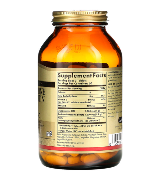 Solgar Glucosamine Chondroitin MSM With Ester-C (Глюкозамин, хондроитин, метилсульфонилметан из Эстер-C), 180 таб. SOL-01272 фото