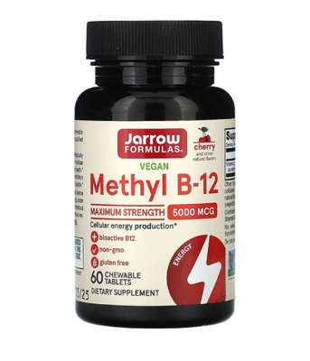 Jarrow Formulas Methyl B-12 (Вітамін В12) 5000 мкг зі смаком вишні, 60 льод. JRW-18004 фото