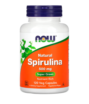 NOW Foods Spirulina (натуральна спіруліна) 500 мг, 120 вег.капс. NOW-02702 фото