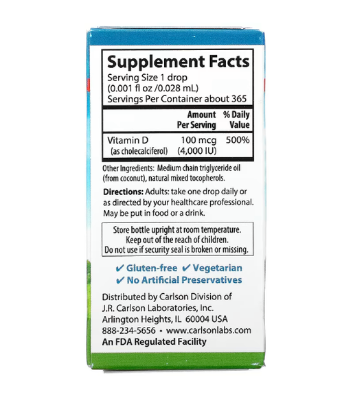 Carlson Labs Super Daily D3 (Витамин D3) 4,000 IU, 10.3 мл CAR-01290 фото
