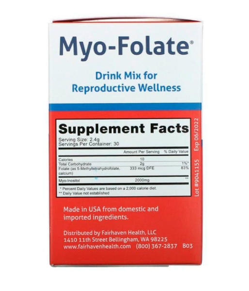 Fairhaven Health Myo-Folate, A Drinkable Fertility Supplement Unflavored (Мио-фолат для фертильности) 30 пакетов, 2.4 г FHH-00225 фото