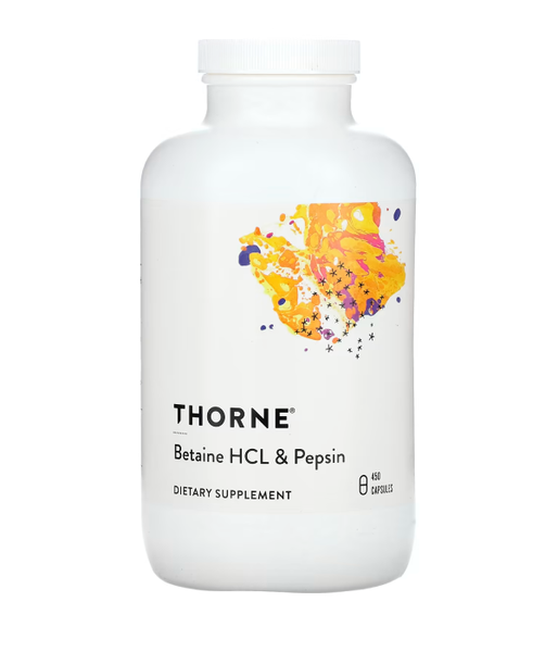 Thorne Research Betaine HCL & Pepsin (Бетаина гидрохлорид + пепсин), 450 капс. THR-00469 фото