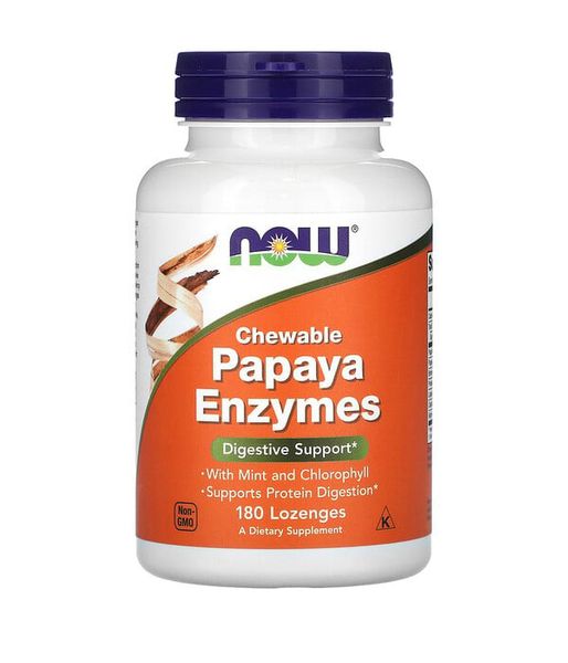 Now Foods PAPAYA ENZYME (Ферменты папайи для пищеварения), 180 таб NOW-02970 фото