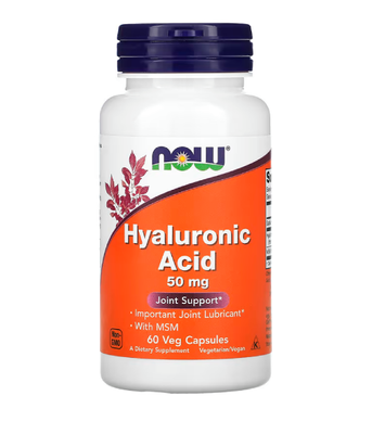 Now Foods HYALURONIC ACID + MSM (Гіалуронова кислота з метилсульфонілметаном) 50 мг, 60 вег. капс NOW-03156 фото