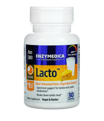 Enzymedica Lacto Most Advanced Dairy Digestion Formula (Ферменты для пищеварения, лакто), 30 капс. ENZ-24120 фото