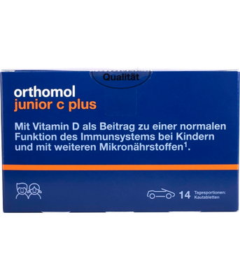 Orthomol Junior C plus (иммунитет ребенка) вкус Лесные ягоды и Апельсин/Мандарин 14 дней, 42 жев. конф. 10013245	 фото