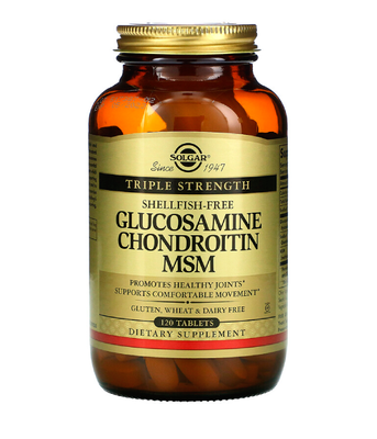 Solgar Glucosamine Chondroitin MSM (Глюкозамін хондроїтин МСМ потрійна сила), 120 таб. SOL-01319 фото