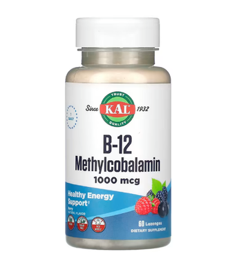 KAL B12 Methylcobalamin (Витамин В-12, метилкобаламин) ягодный вкус 1000 мкг, 60 лед. CAL-53575 фото