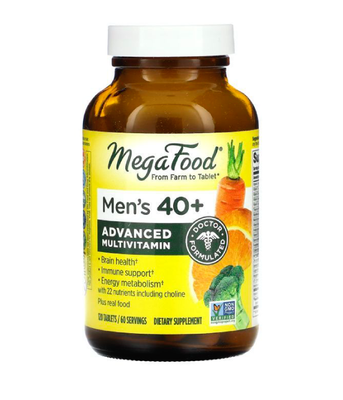 MegaFood Men's 40+ Advanced Multivitamin (Вітаміни для чоловіків 40+), 120 таб. MGF-10318 фото