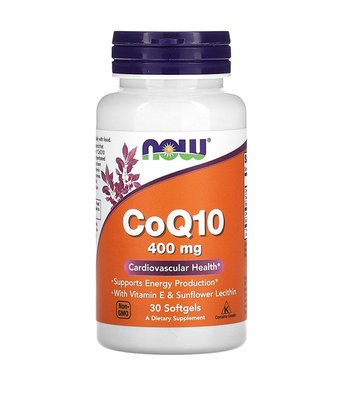 Now Foods Coenzyme Q10 (Коэнзим Q10 с витамином Е и лецитином) 400мг, 30 капс NOW-03199 фото