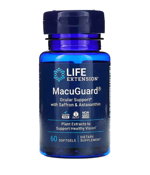 Life Extension MacuGuard Ocular Support with Saffron & Astaxanthin (Здоров'я очей: комплекс з астаксантіном), 60 капс. LEX-19936 фото