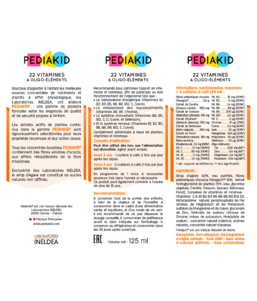 Pediakid 22 Vitamins & minerals (Мультивитамины для детей), 125 мл PED-00258 фото