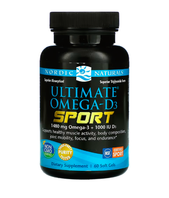 Nordic Naturals Ultimate Omega D3 Sport (Омега D3 спорт) 1000 мг, 60 капс. NOR-01808 фото