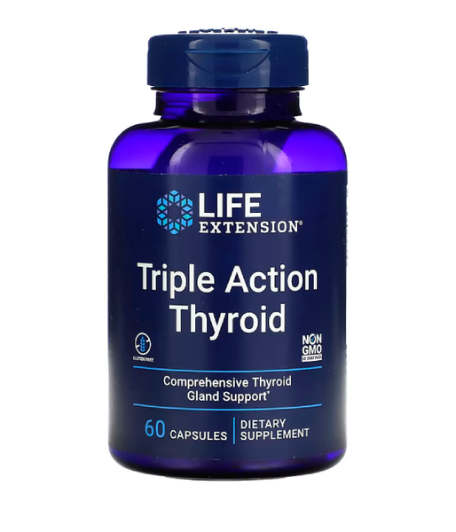 Life Extension Triple Action Thyroid (поддержка щитовидной железы: тиреоидит тройного действия), 60 вег.капс. LEX-20036 фото