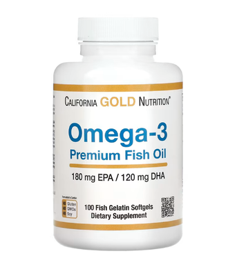 California Gold Nutrition Omega-3 Premium Fish Oil (Омега-3 рыбий жир премиум-класса), 100 капс. MLI-00952 фото