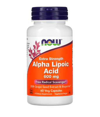 Now Foods ALPHA LIPOIC ACID (Альфа-ліпоєва кислота) 600мг, 60 вег.капс NOW-03046 фото