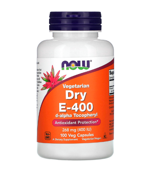 Now Foods Vitamin DRY E-400 DA сухий вегетаріанський вітамін E-400 268 мг (400 МО), 100 вег.капс NOW-00850 фото