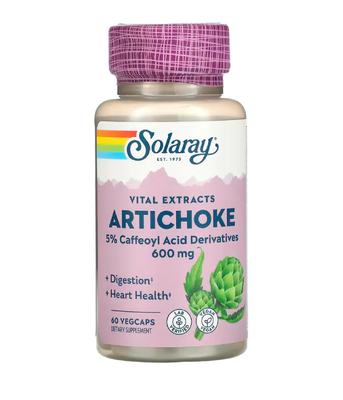 Solaray Artichoke leaf extract 600 мг (Артишок, екстракт листя), 60 вег. капс. SOR-03080 фото