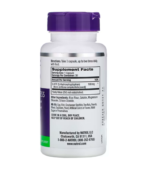 Natrol 5-HTP (5-гидрокситриптофан) 100 мг, 30 капс. NTL-04093 фото