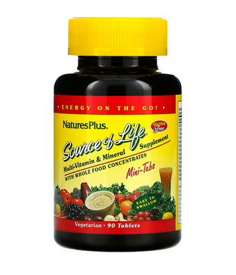 Nature's Plus Source Of Life Multi-Vitamin & Mineral with Whole Food Concentrates (Мультивітаміни та мінерали), 90 міні таб. NAP-30582 фото