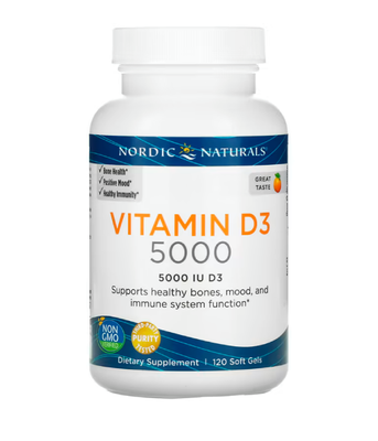 Nordic Naturals Vitamin D3 5000 IU апельсиновый вкус, 120 капс. NOR-01503 фото