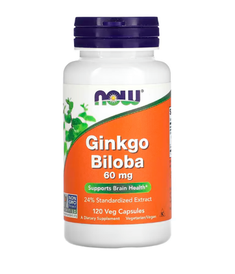 Now Foods GINKGO BILOBA (Гінкго білоба) 60 мг, 120 вег.капс. NOW-04687 фото