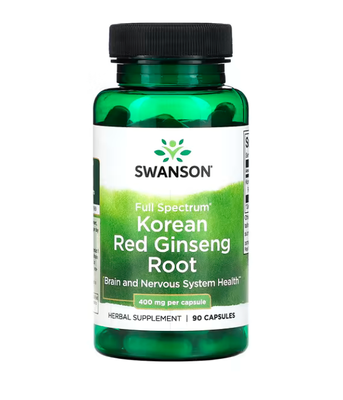 Swanson Korean Red Ginseng Root (корінь корейського червоного женьшеню) 400 мг, 90 капс. SWV-11136 фото