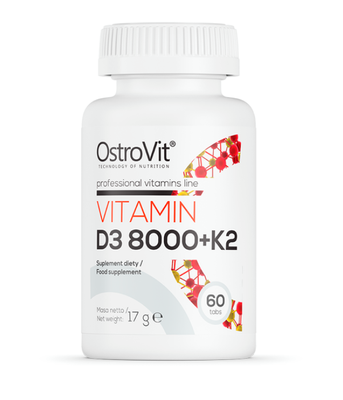 OstroVit Vitamin D3 8000 + K2 (Витамин D3 8000 МЕ + K2), 60 таб ostrovit-02 фото