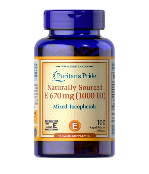 Puritan's Pride Natural Vitamin E-1000 IU Mixed Tocopherols, 100 капс. PTP-10550 фото