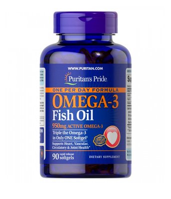 Puritan's Pride Omega-3 Fish Oil 1400 mg (950 mg Active Omega-3) риб'ячий жир, 90  капс PTP-16105 фото