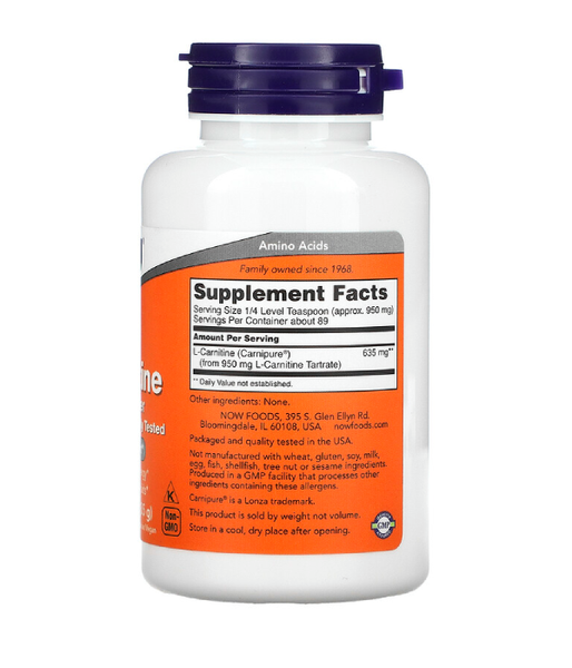 Now Foods L-CARNITINE POWDER (L-карнитин), 85 г NOW-00217 фото