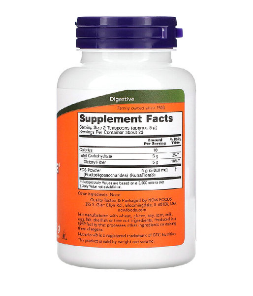 Now Foods NUTRAFLORA FOS POWDER (Фруктоолигосахариды), 113 грамм NOW-02942 фото